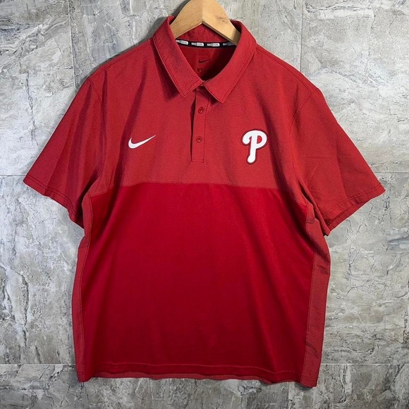 Nike Philadelphia Phillies Baseball Polo Shirt XL Red MLB